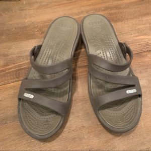 Crocs Patricia Wedge Slide Sandals Womens  8 Brown